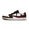X Travis Scott Air Jordan 1 Біло-Коричневі з Бордовим Центром Нековзкі Низькі Винтажні Баскетбольні Кросівки Жіночі DZ4137-700(Команда2042-  )