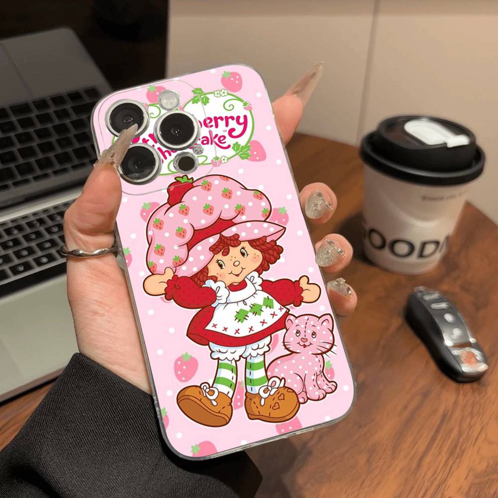 S-Strawberry-shortcake Girl Phone Case For IPhone 11 12 13 14 15 16 17 Pro Max Plus Transparent Back Cover