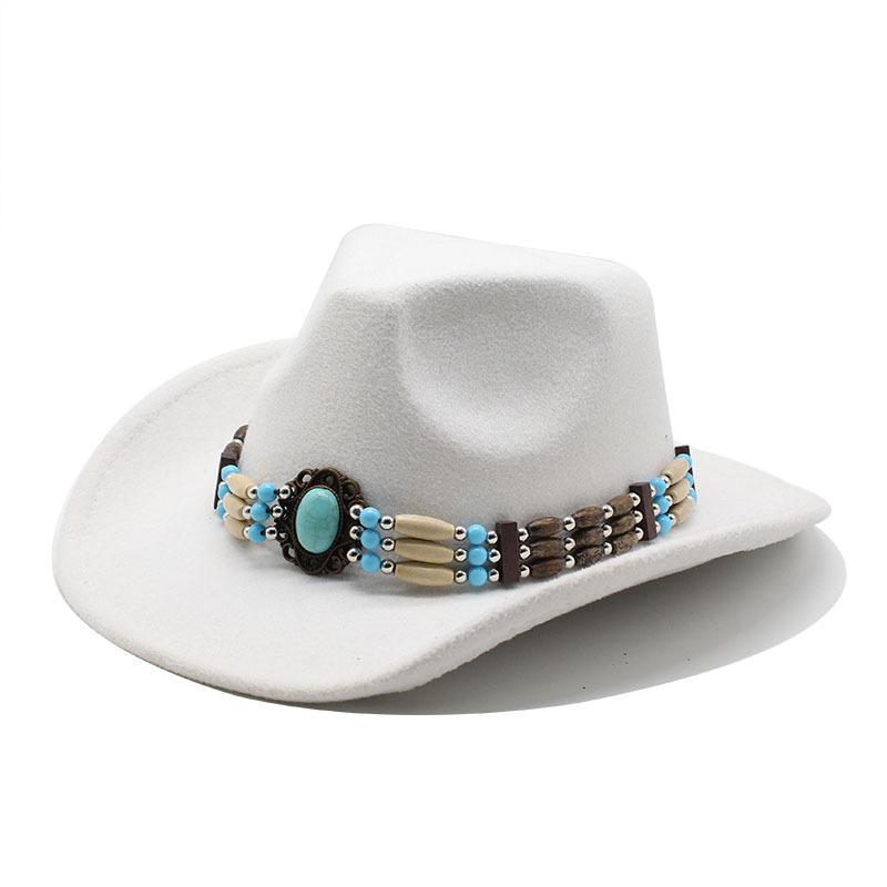 Spring Men'S And Women'S Riding Woolen Felt Hats Western Cowboy Hats British Classic Retro Wide-Brimmed Top Hats