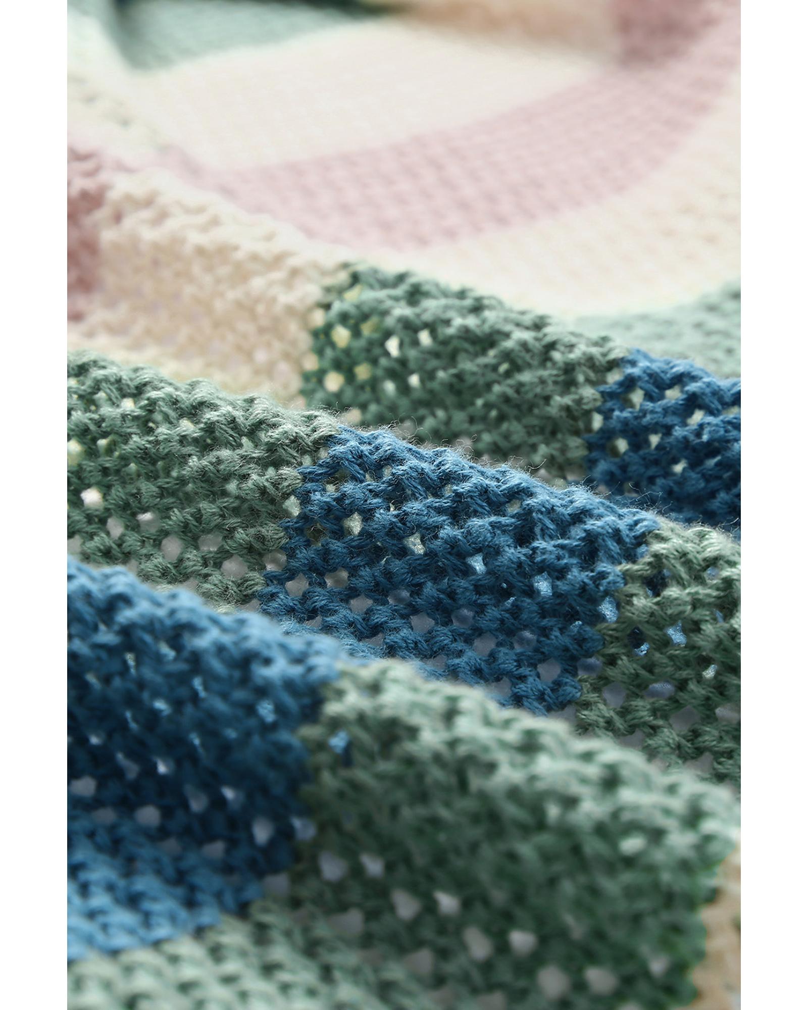 

Azura Exchange Color Block Hollowed Knit Cardigan L зелёный