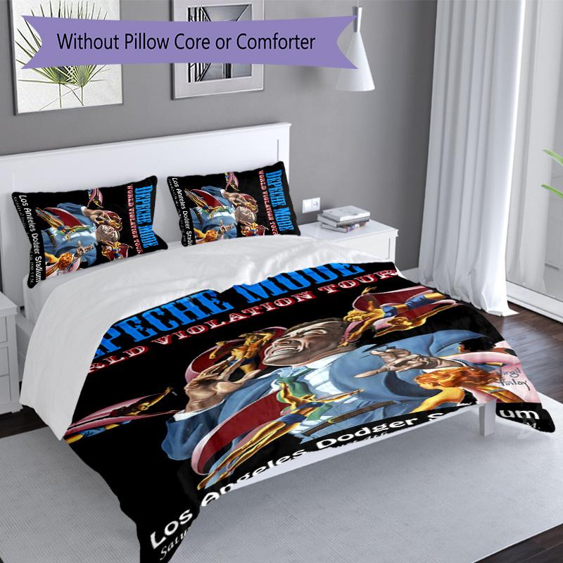 3pcs Depeches Band Mode pattern bedding set duvet cover set includes duvet cover &pillowcases, perfect all season bedroom decoration & gift