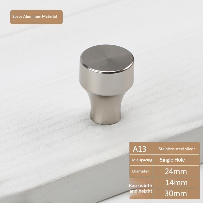 Home Decoration Silver Aluminum Single Hole Handle Modern Wardrobe Drawer Round Knob Kitchen Cabinet Furniture Small Door Handle