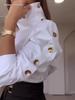 European & American Style Off-the-Shoulder High-Collar Metal Buckle Women's Top