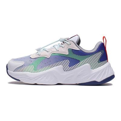 Li Ning Kinder Night Elf 2.0 Sport Rutschfest Stoßdämpfend Abriebfest Leicht Lässige Schuhe Kinder Freizeitschuhe Weiß Grau Blau YKCS120-7