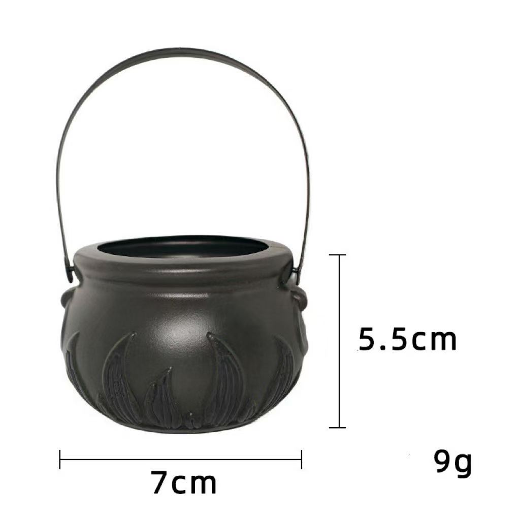 Witch Black Flame Lantern Pumpkin Candy Pail With Handle, Halloween Role Play Decor Bucket, Festival Party Shooting Ornament
