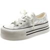 Scarpe da ginnastica con plateau da donna nuove a taglio basso in pelle suola morbida piccolo rialzo casual sportive board shoes