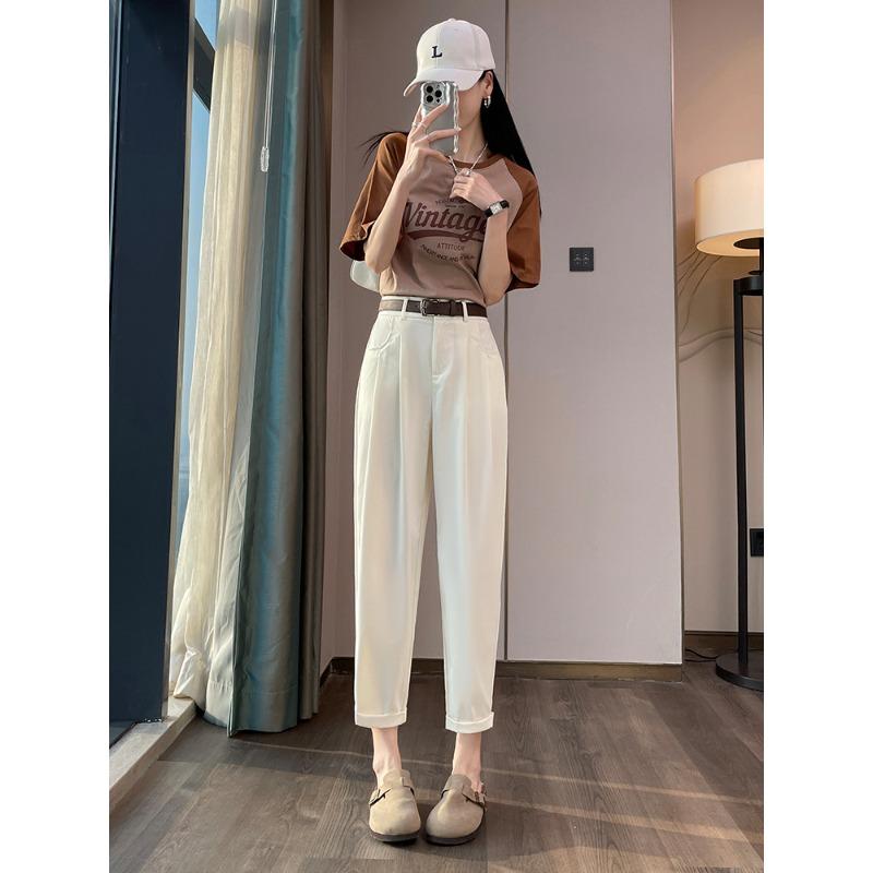 Black Harlan pants women's radish pants are thin, spring and summer thin, new high-waisted micro-nine-point dad pants