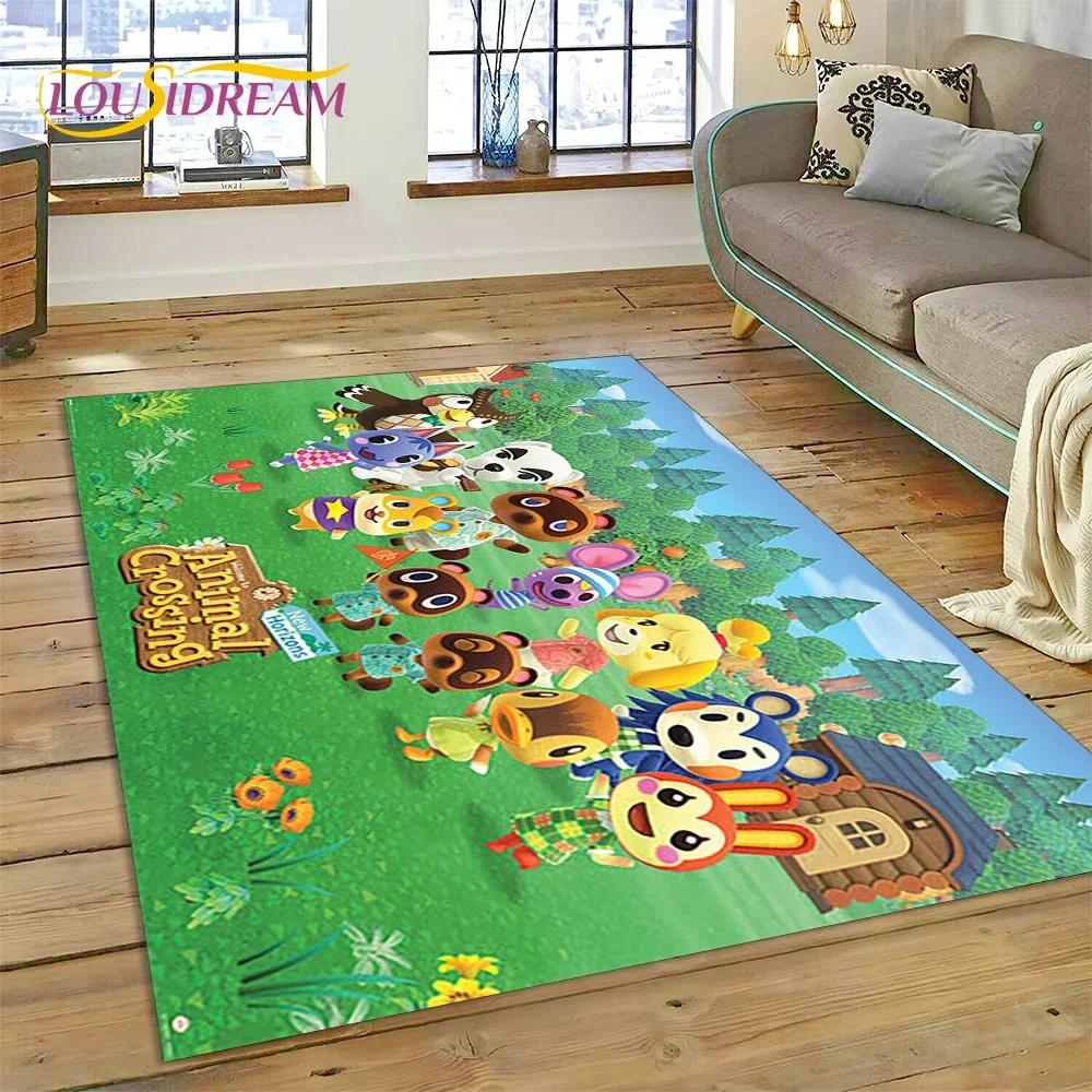 Uroczy dywanik Animal Crossing New Horizons Kreskówkowy Dywanik do Sypialni Salonu Dekoracja Domowej Kanapy, Duży Dekoracyjny Dywanik Podłogowy dla Dzieci do Gry