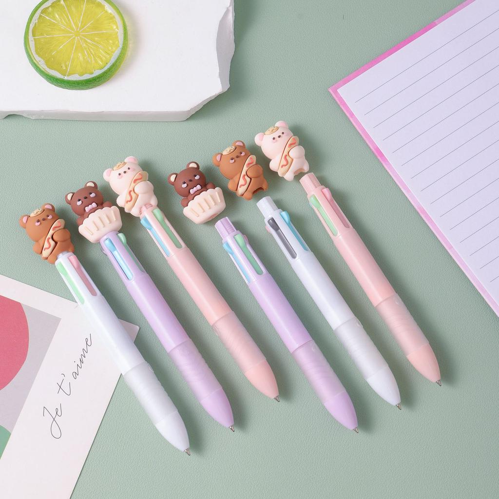 25Pcs/Lot Kawaii Cute Cartoon 4-Color Retractable Ballpoint Pens Multicolor Pens for School Office Gift for Kids Back To School
