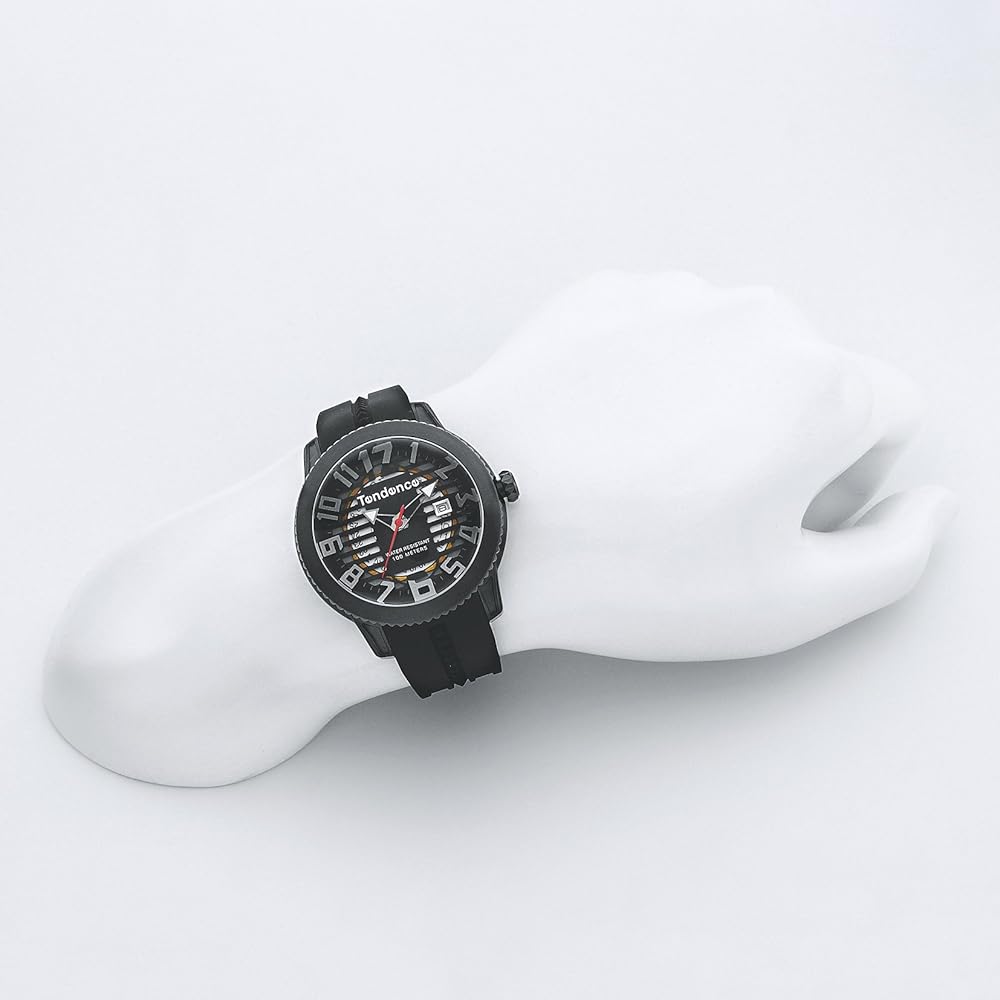 Tendence DOME 45mm Men's Watch, Black Dial, Stainless Steel, Mineral Glass, Quartz Movement, TY013002 [Parallel Import]