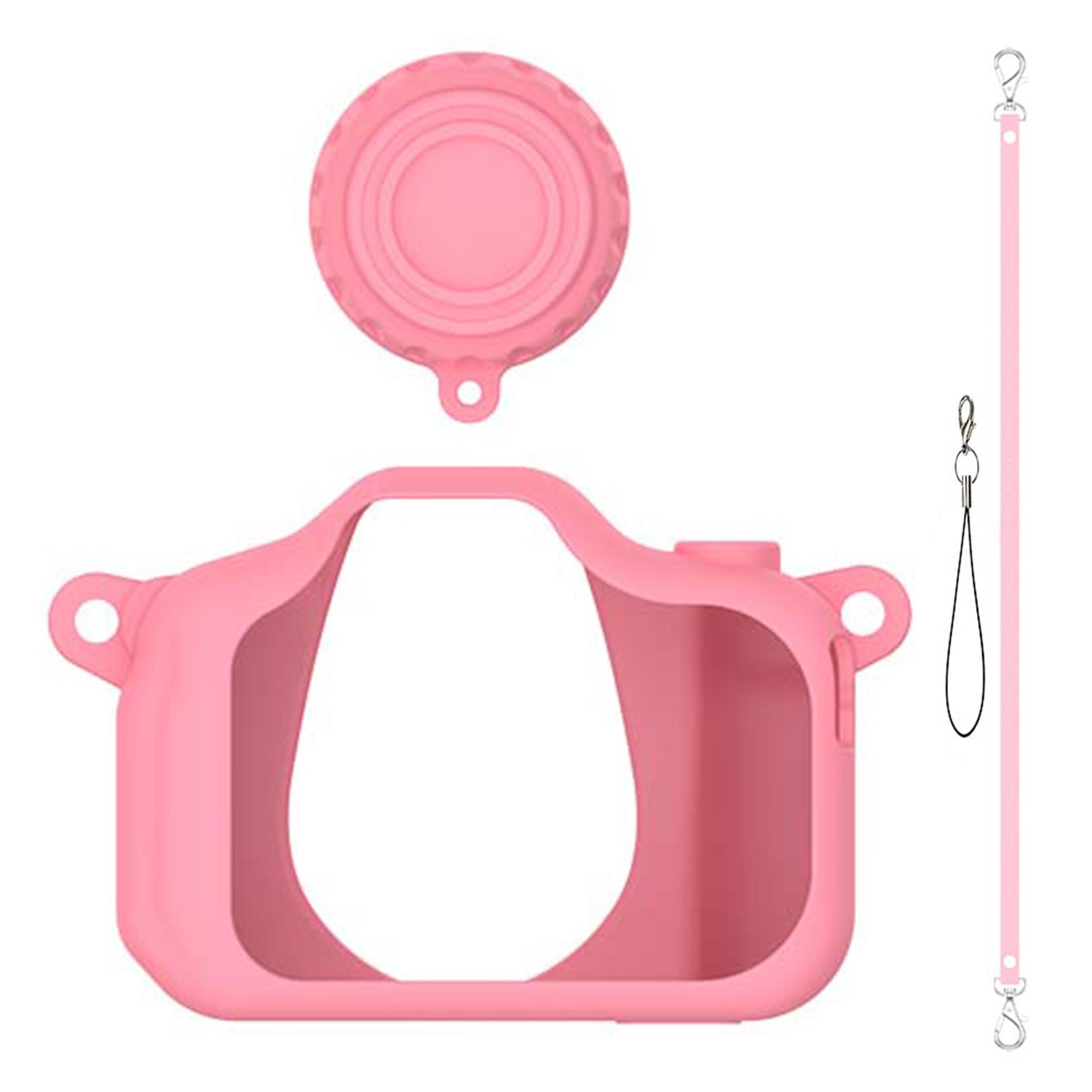 

Silicone Protective Case for Seckton X2 Digital Camera Accessories Solid Color Slim Cover with Lens Cap and Lanyard Shockproof рожевий