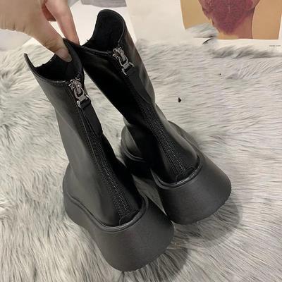 Spring and Autumn New Internet Celebrity Versatile Martin Boots Children 2025 Muffin Thick Sole After Zipper Thin Short Boots Ins Tide