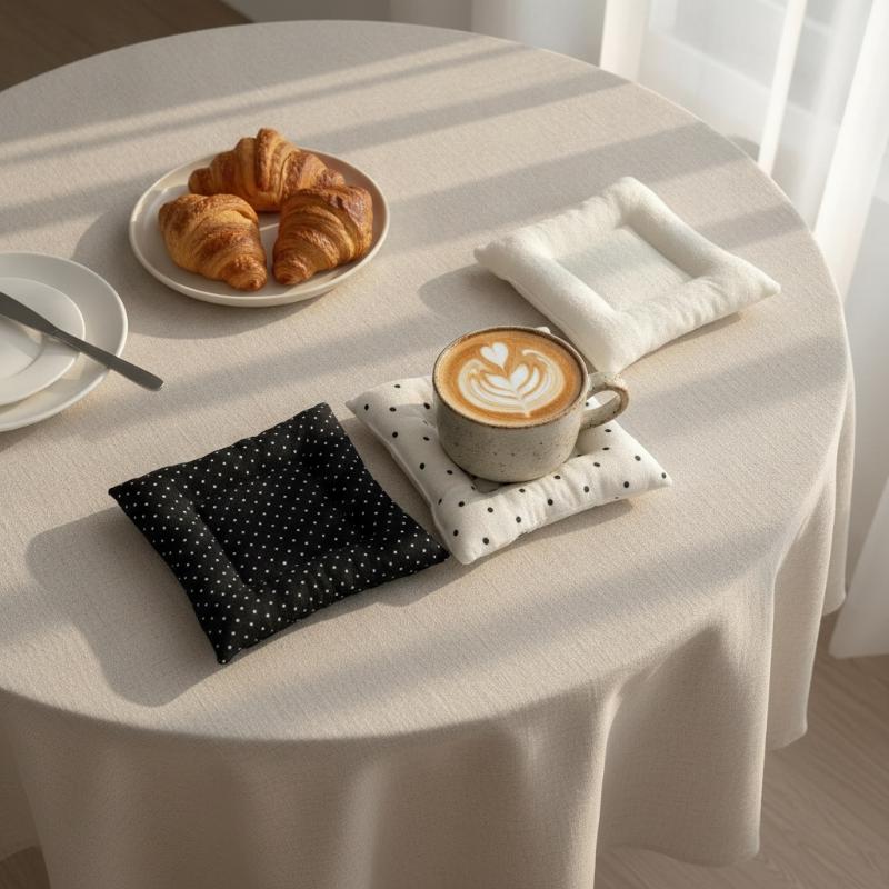 Cotton Heat Resistant Table Mat Quilted Square Coaster Bowknot Polka Dot Anti Scald Placemat For Home Kitchen Table Decoration