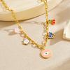 316L Stainless Steel Personalized Eye Colorful Flower Butterfly Cherry Pendant Necklace Women Waterproof Jewelry Gift