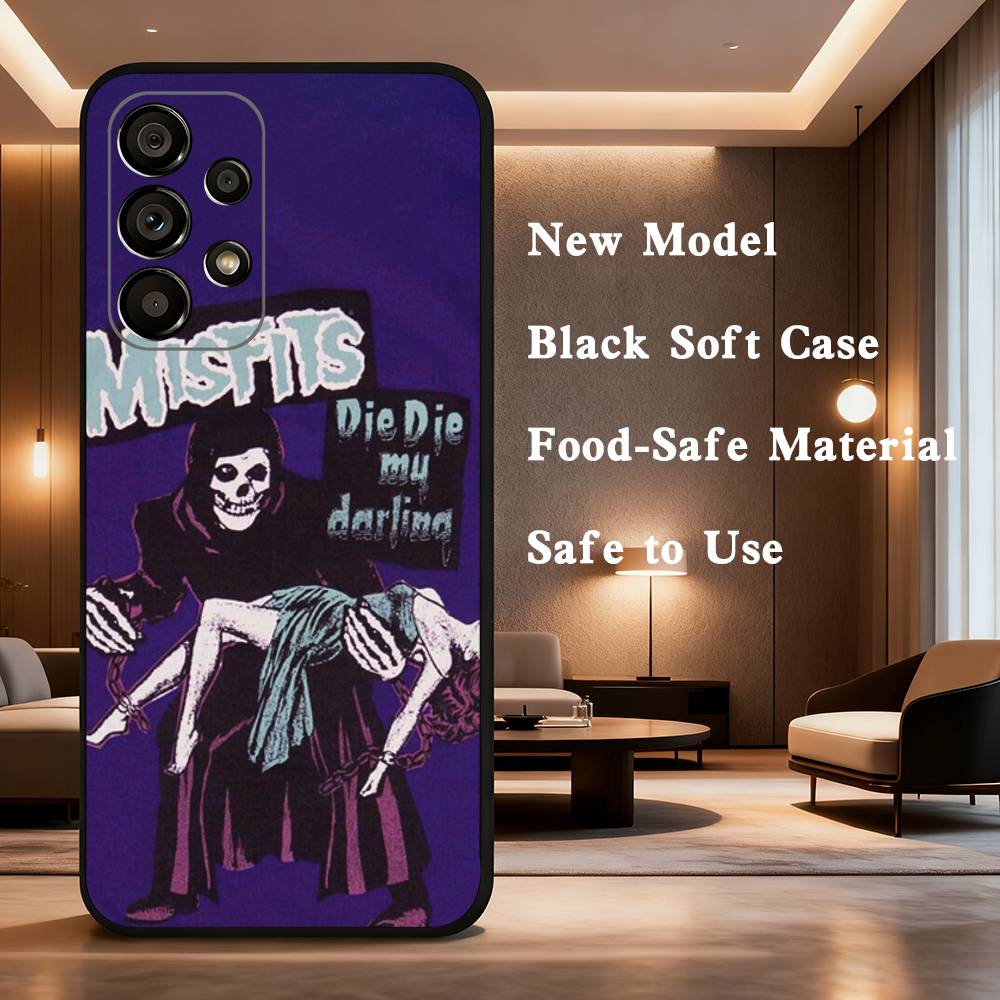 M-Misfits Rock Phone Case For Samsung Galaxy A73,31,32,72,41,53,52,71,22,5G,Note,J7,8,9 Soft Black Silicone Cover