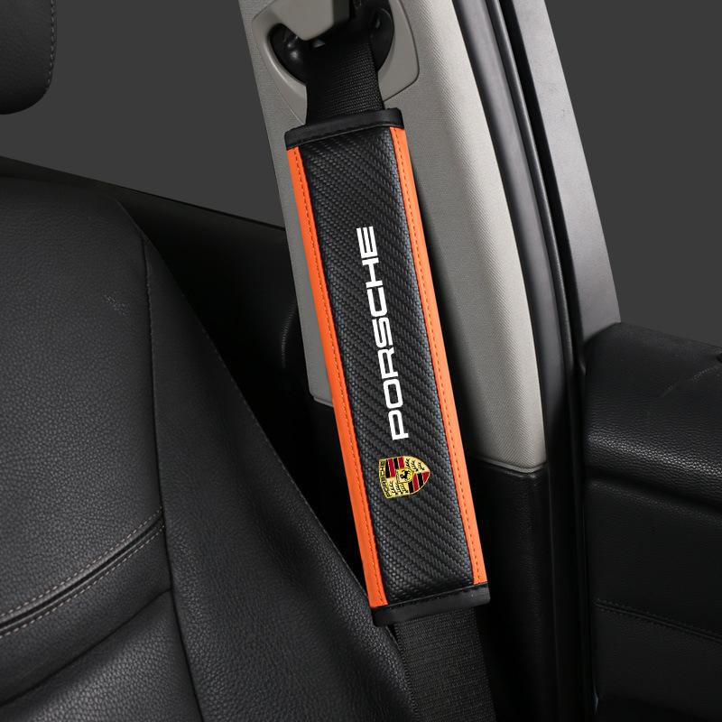 

2PC Carbon Fibre Car Seat Belt Cover Shoulder Protector Pad For Porsche Panamera Cayenne Taycan 911 718 Macan Carrera-GT 928 944
