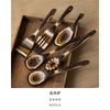 Retro Gradient Wood Kitchen Utensil Set, Non-stick Wooden Spatula Rice Spoon Pasta Spoon Colander Spoon, Heat Resistant Cooking Tool for Home Kitchen