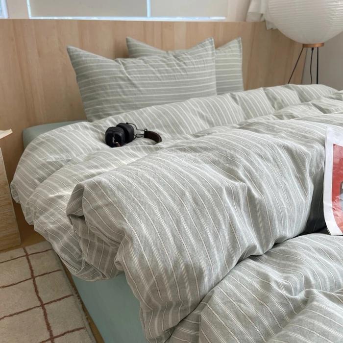 Nordic Sling Cotton Pink Stripes Duvet Cover 150x200 Size Girl's Room Housse Skin Friendly Breathable Comforter Sets