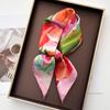 Floral Printed Square Scarf For Women Color Imitation Silk Scarves Bandanas Luxury Hijab Neckerchief Elegant Beach Shawl Wraps