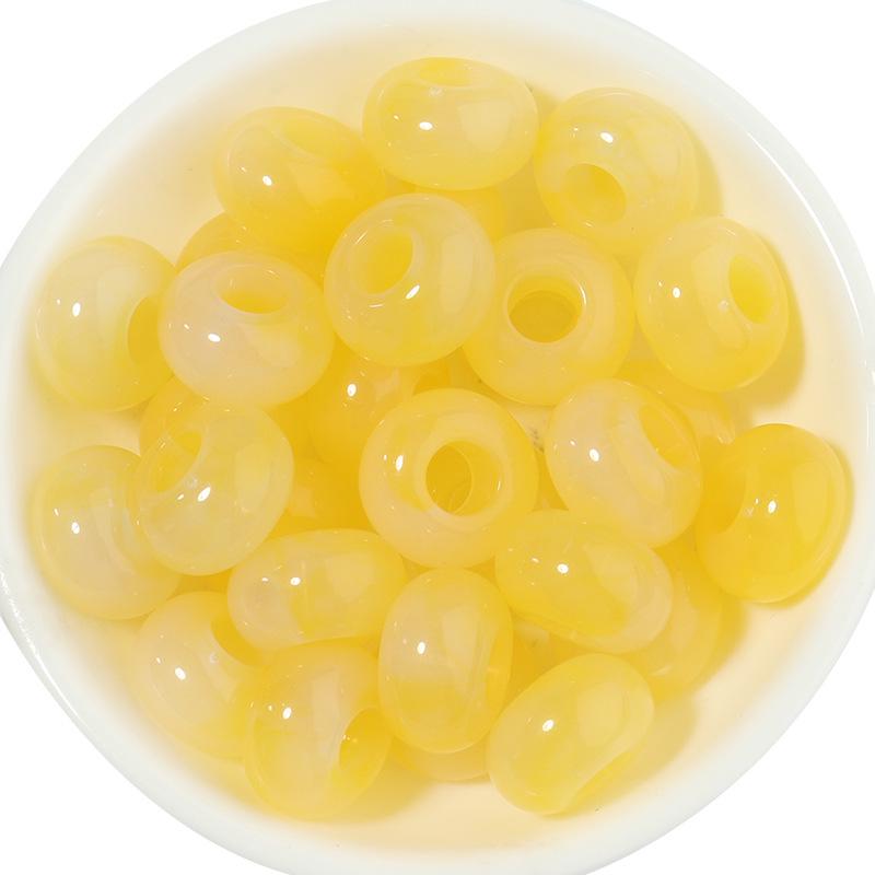 50 Acrylic Two-Color Crackle Crystal Large Hole Beads - Spring Color Spacer for DIY Bracelets