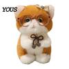 Plush Toy Accessory Cute Kitten Pendant with Glasses And Tie, Soft Stuffed Animal Gift for Kids Teens Keychain Backpacks Keys, Decorative Hanging