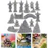 Milisten 1 Set Mini Pagoda Statue Resin Rockery Bonsai Decor Tiny Pavilion Figurine Miniature Zen Garden Accessories for Micro Landscape Sand Table