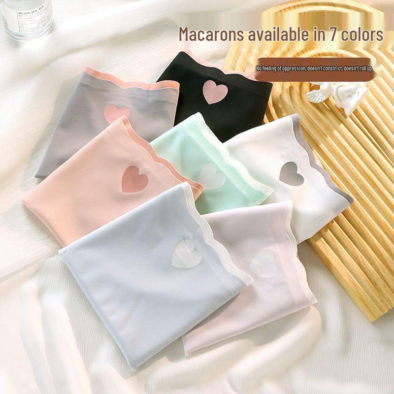Japanese Wave Edge Heart Ice Silk Mid-Waist Seamless Plus Size Underwear for Women