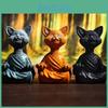 Skurrile Buddha-Katzenfigur Handbemalte Harz-Sammlerfigur Heimdekoration Geschenk