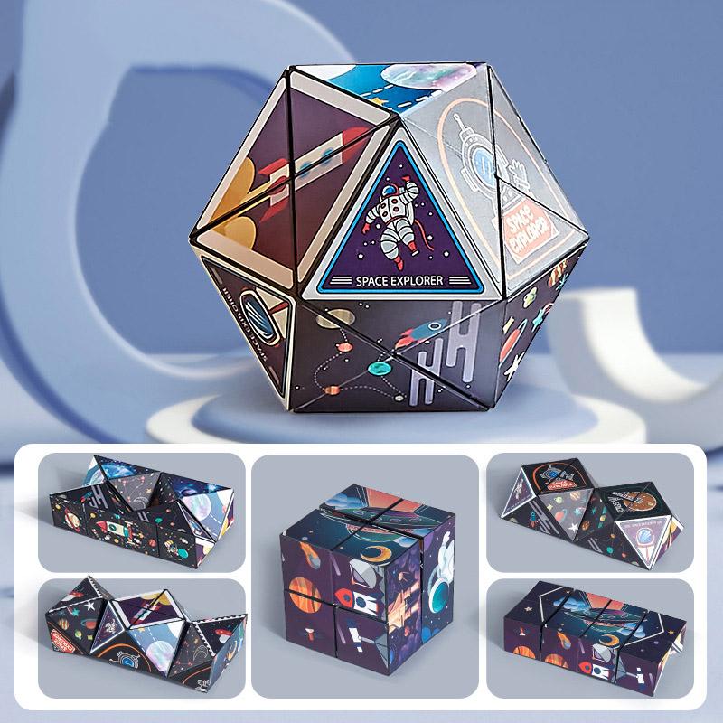 

3D Geometric Cubic Toys Reversible Magnetic Magic Cube Anti Stress Hand Flip Puzzle Game Kids Reliever Fidget Toy