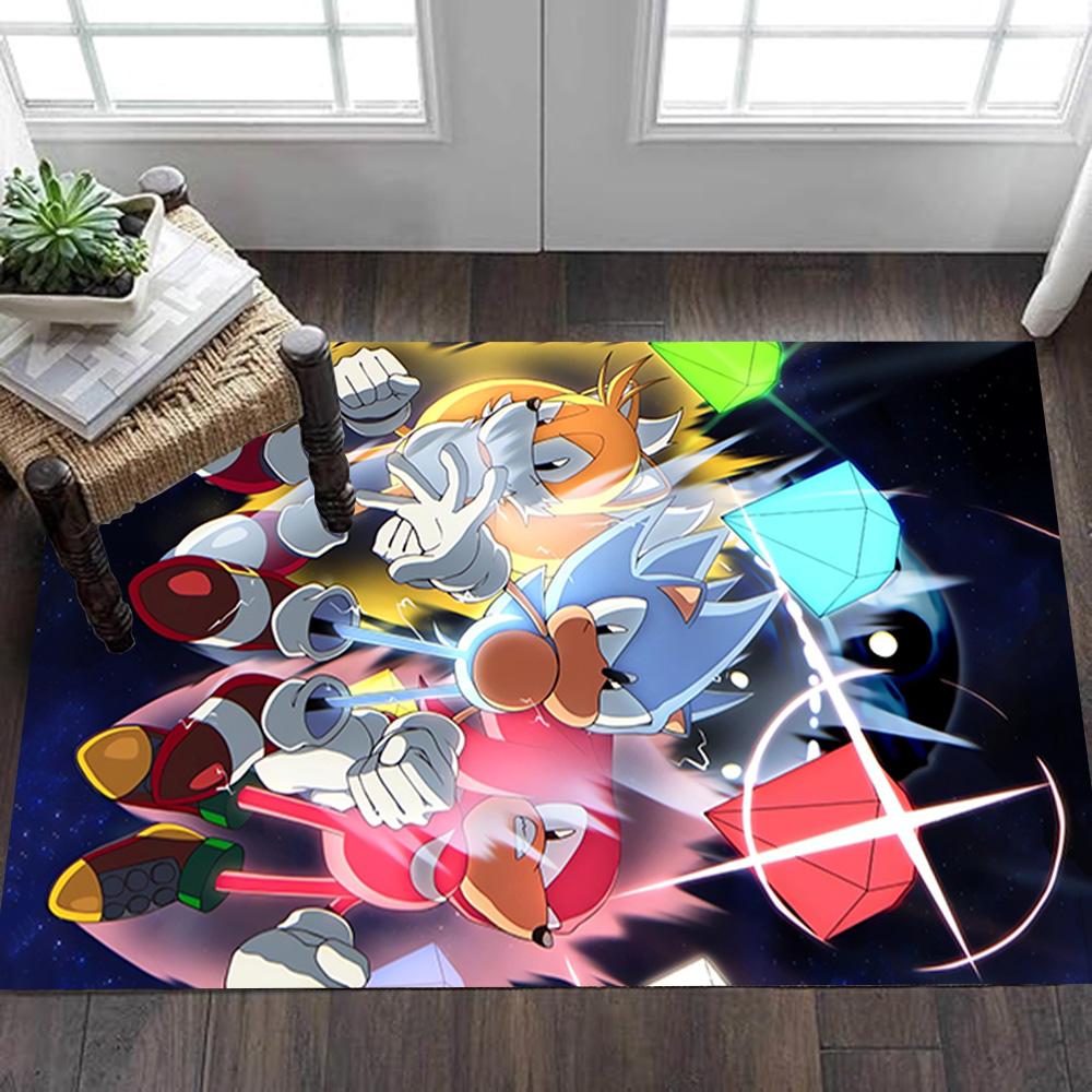 Sonic The Hedgehog Tails Art Print Decoration,Carpet,Living Room,Bedroom, Non-slip,Square rug
