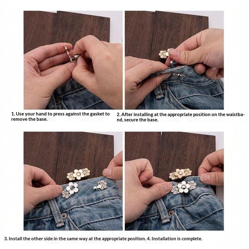 Various Cute Styles No Sew Waist Tightener Buttons Alloy Adjustable for Jeans Skirt Pants Waist Adjustment Accessory
