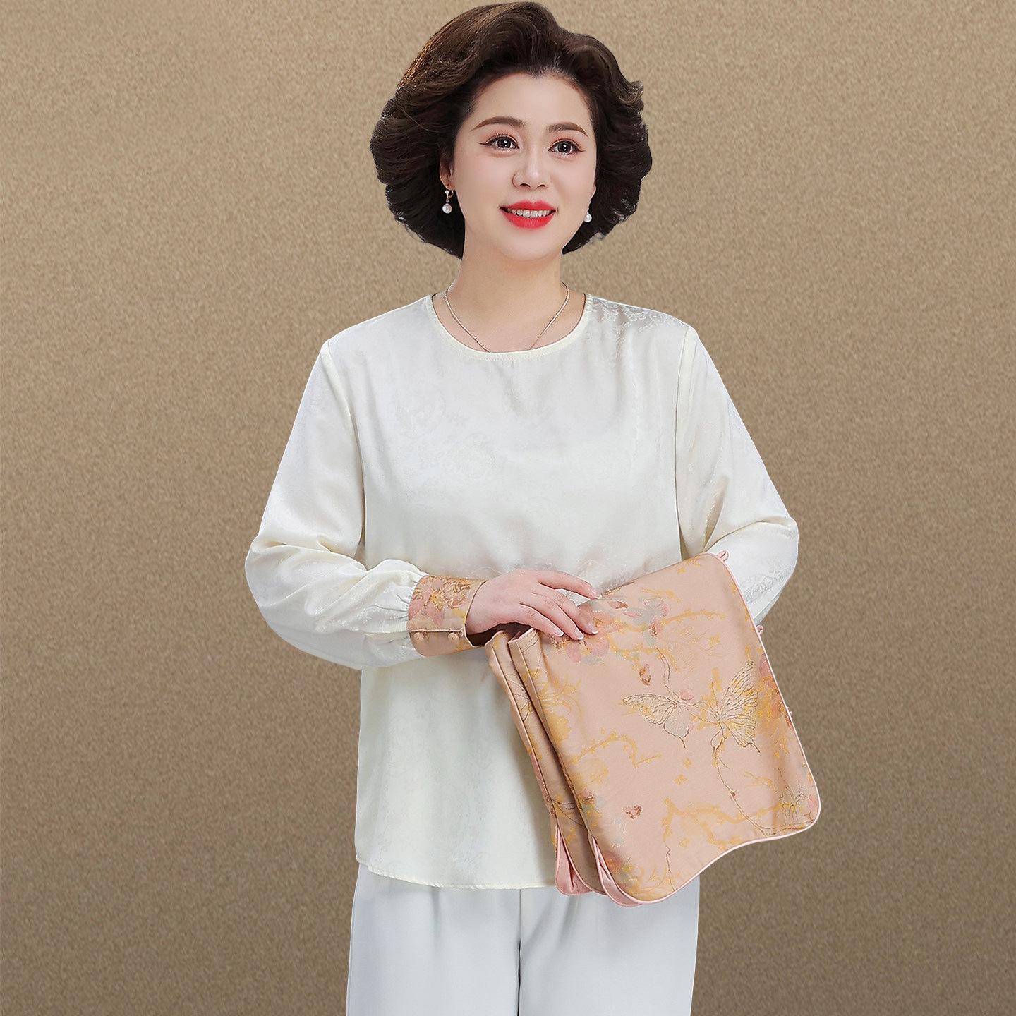 

Mother s Day Spring Outfit: Stylish Chinese Vest & Blouse Two-Piece Set for Middle-Aged Women XL (recommended 105-120 jin)