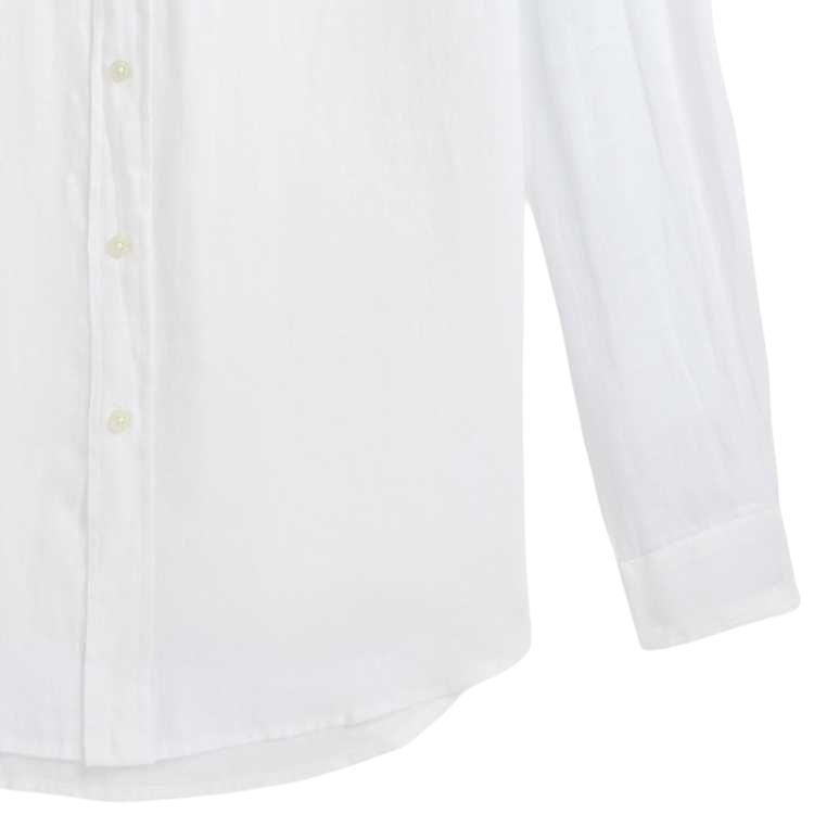 Polo Ralph Lauren FW24 Logo Embroidered Print Solid Color Linen Long Sleeve Shirt Men Shirts White MNPOWOV16824146-100