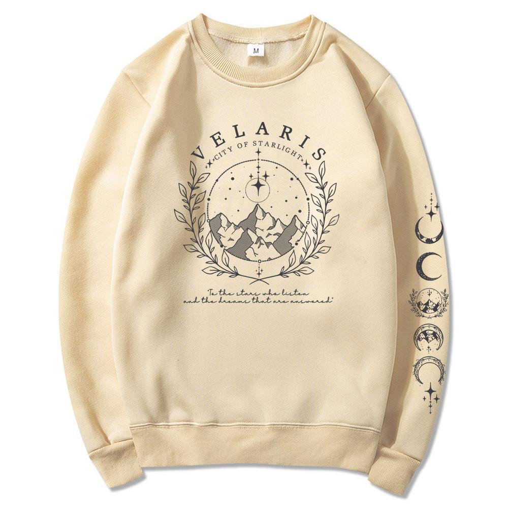 Velaris Damen Sweatshirt mit Ärmelaufdruck Shirt ACOTAR Merch Sarah J Maas Pullover Stadt des Sternenlichts Pullover Feyres Tattoo Sweatshirt
