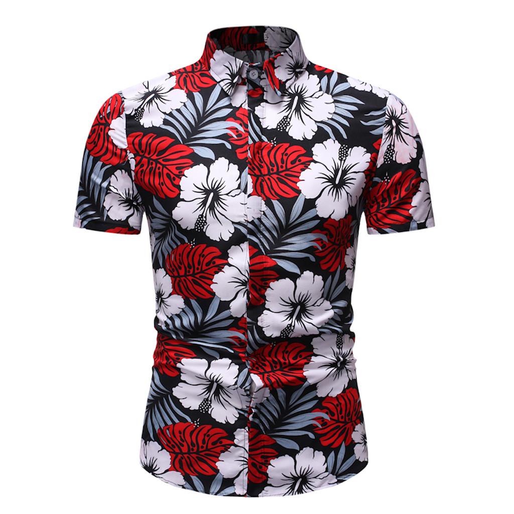 Mens Short-Sleeved Floral Printed Leisure and Fashion Polo Shirt Mens Short-Sleeved Floral Printed Leisure and Fashion Polo Shirt