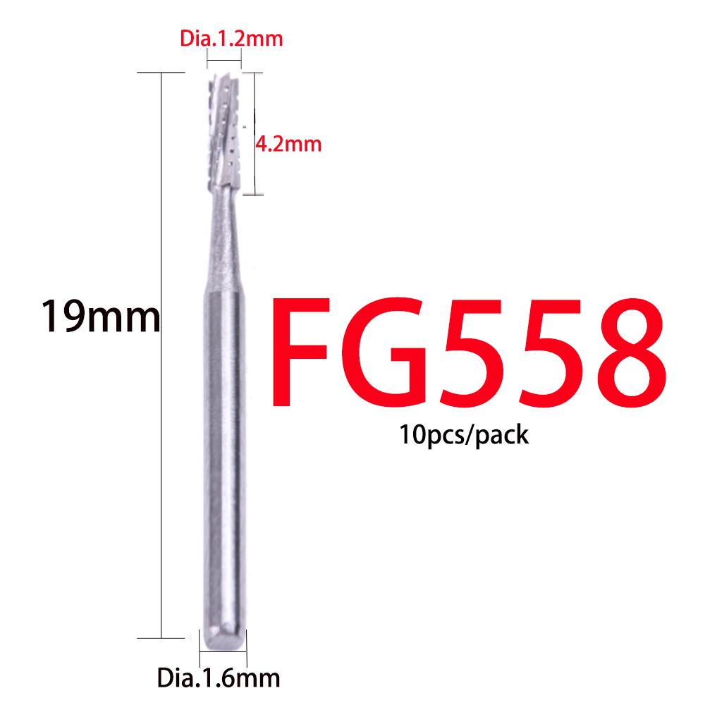 10Pcs/Box Dental Tungsten Carbide Bur Drill Fg 1/2/3/4/5 Round 1.6Mm For High Speed Handpiece Dentistry Burs