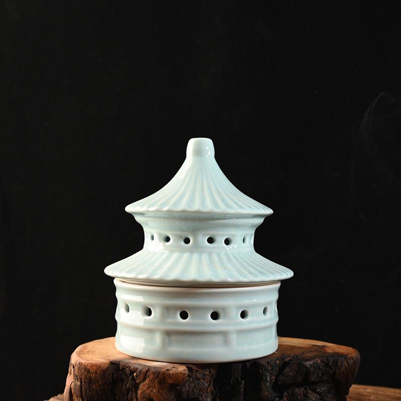 Colorful Ceramic Pagoda Incense Burner - Antique Temple of Heaven Aroma Tower for Home Decor