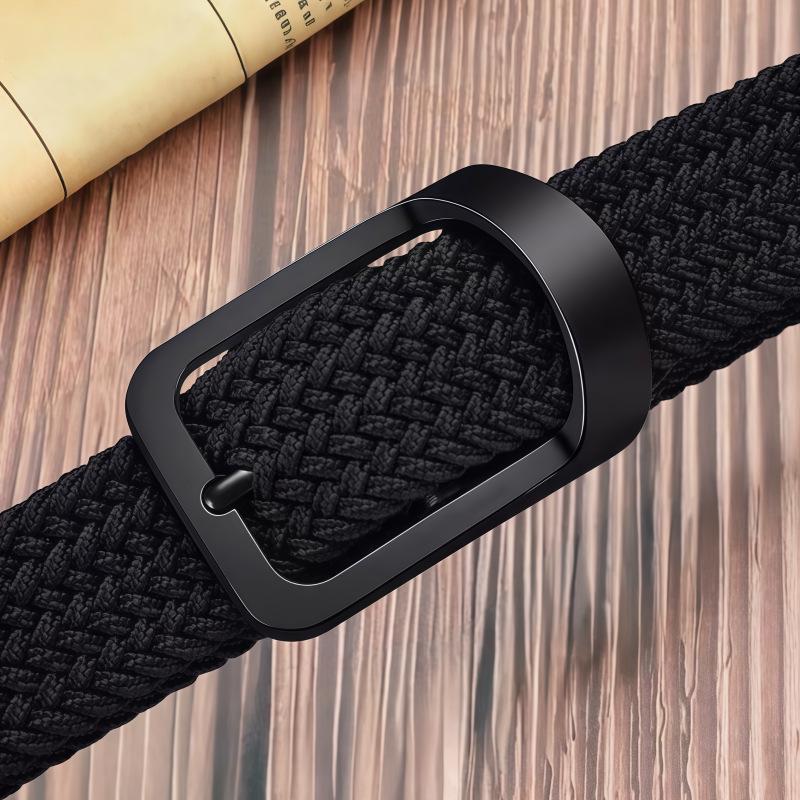 Men's & Women's Versatile Canvas Leather Belt - Elastic, No-Punch Pin Buckle, Casual & Trendy