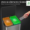 60L Dual Compartment Stainless Steel Bin, with Deodoriser Holders - Silver Tone