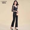 Women's Spliced Blouse & Straight Pants Casual Set