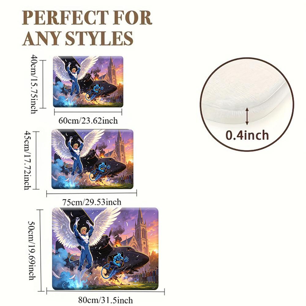 Marvel Has Authorized 1pc Cartoon Printed Floor Mat, Iron Red And Golden Armor Shattered Glass Background Hero Image, Easy to