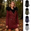 Long Winter Coat for Women Fleece Lined Warm Puffer Jacket Hooded Thicken Parka Overcoat with Pockets And Faux Fur Hood