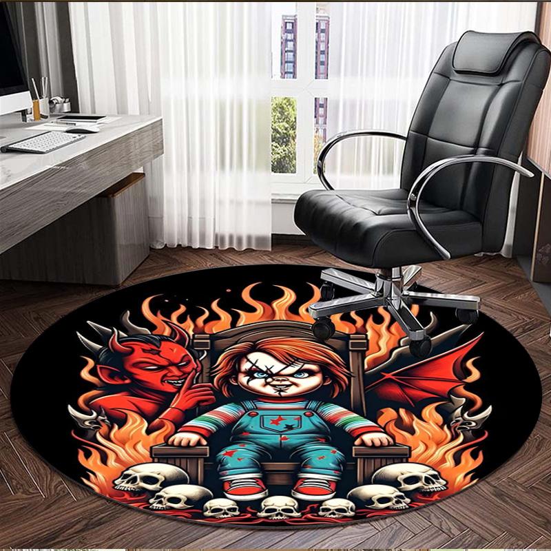 Bride of Chucky Print Round Rug, Washable Floor Carpet, For Entryway Dorm Laundry Room Office Study, Home Decor Birthday Christmas Gift