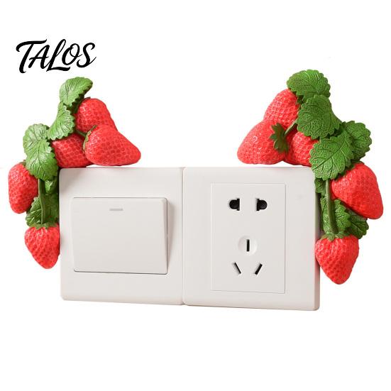 Decorative Switch Surround Fruit Wall Stickers, Creative Kitchen 3D Cute Waterproof Socket Decal Decor, Resin Children Room Sticker
