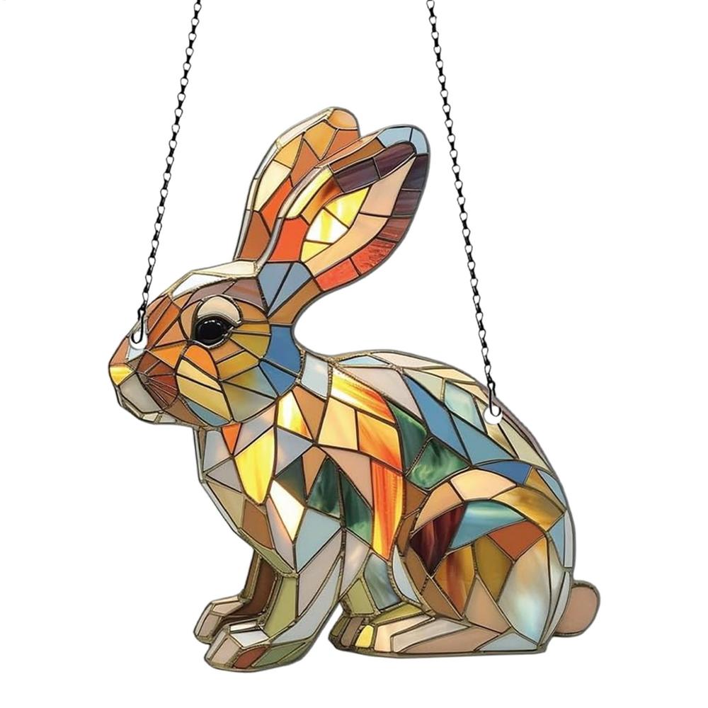 Ostern Flacher Hase Deko Fensteranhänger 2D Ostern Acryl Frühlingssaison Verträumte Deko Innen Außen Sonnenlichtfangende Kunst Für