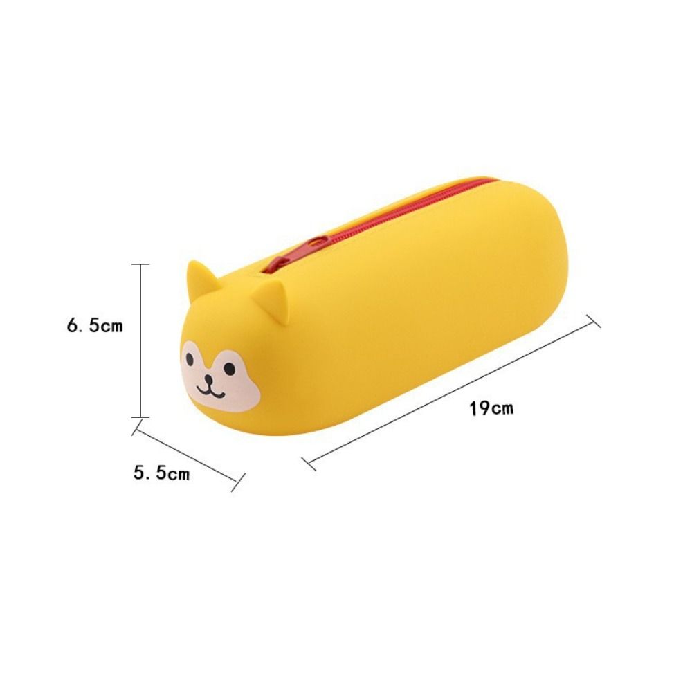 Soft Stationery Box Cartoon Animal Pouch Bag Cute Silicone Pencil Case  School