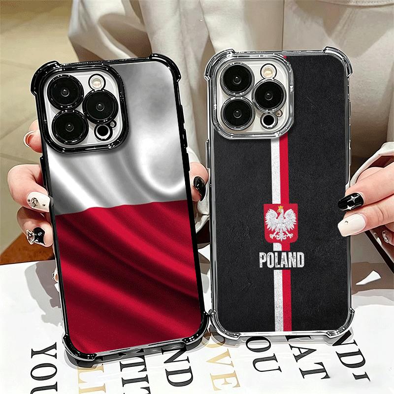 Poland Flag White Red Soft Phone Case For iPhone 15 16 17 Air 14 Pro Max 16E Plus 13 12 Mini Plating Anti-Fall Fundas