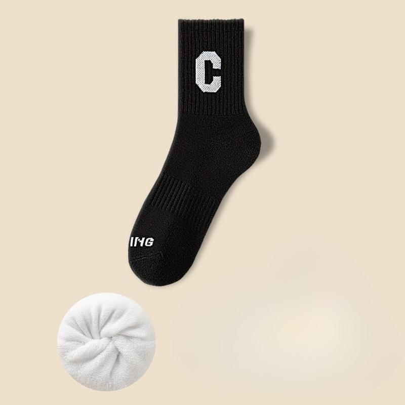 

Loop Socks for Women s Autumn and Winter, Letter-embroidered Mid-calf Socks, Warm and Comfortable Sports Socks 1 pair чорний