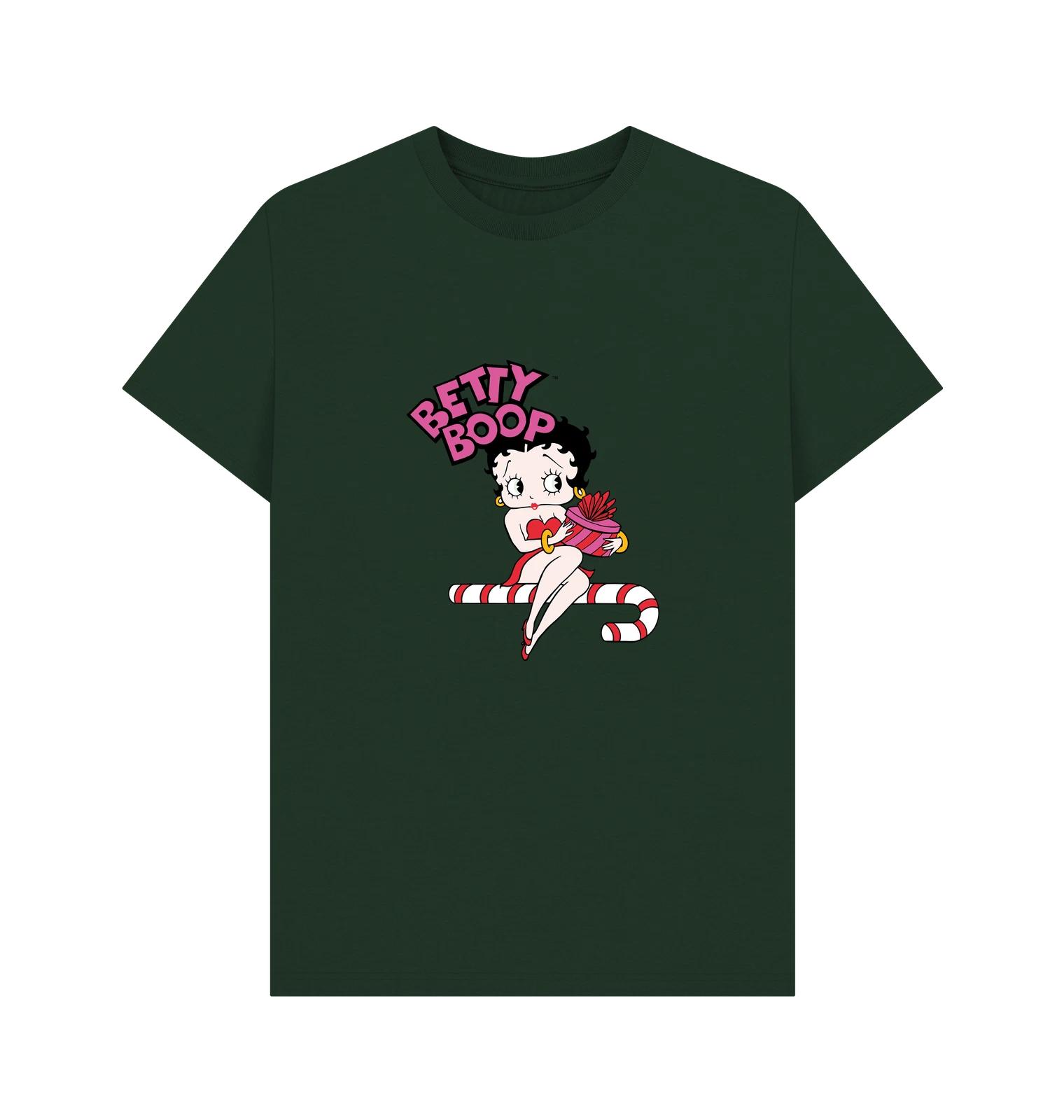 PREMIUM OFFICIAL Betty Boop Betty Boop Official Candy Cane Graphic Green T-Shirt 3XL