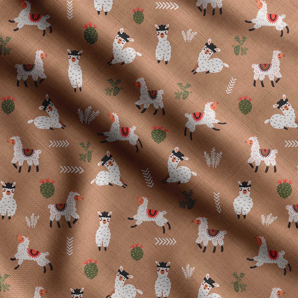 Soimoi Llama Alpaca Print,  Cotton Cambric, Quilting Fabric Sold by The Yard 42 Inch Wide, Medium Weight Cotton Fabric, Sewing  Supplies,